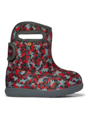 Baby Bogs II Digital Maze Red Grey Multi Toddler Rain Boots - Size 8